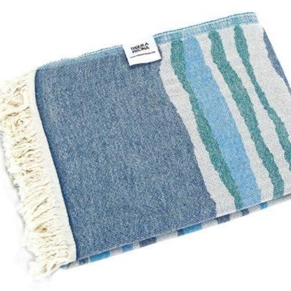 Blue Wave Turkish Towel Soft Wrap Beach Towel Picnic Blanket Boho NWT - Picture 5 of 5